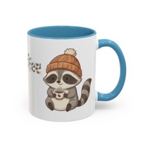 Cute Raccoon Drinking Coffee