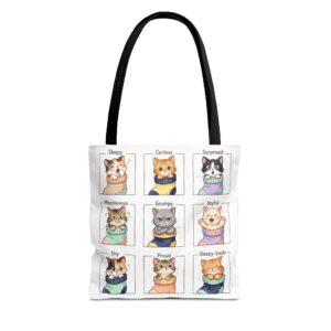 Cute Illustrated Emotions Cats Tote Bag