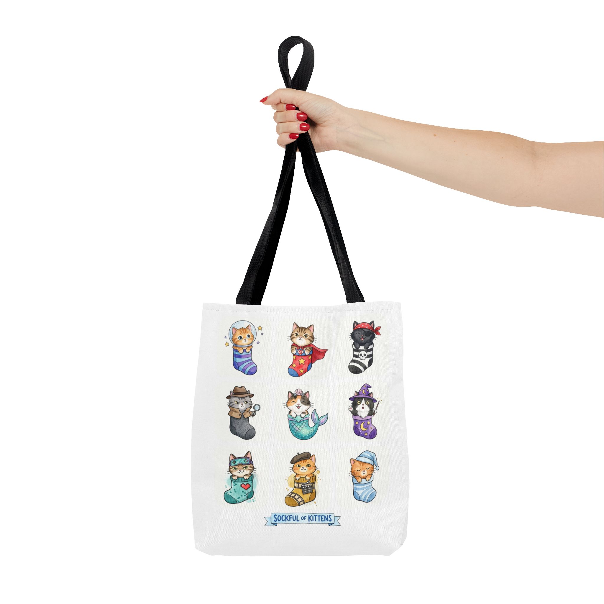 Cute Kawaii Kittens in Stockings Tote Bag - Image 4