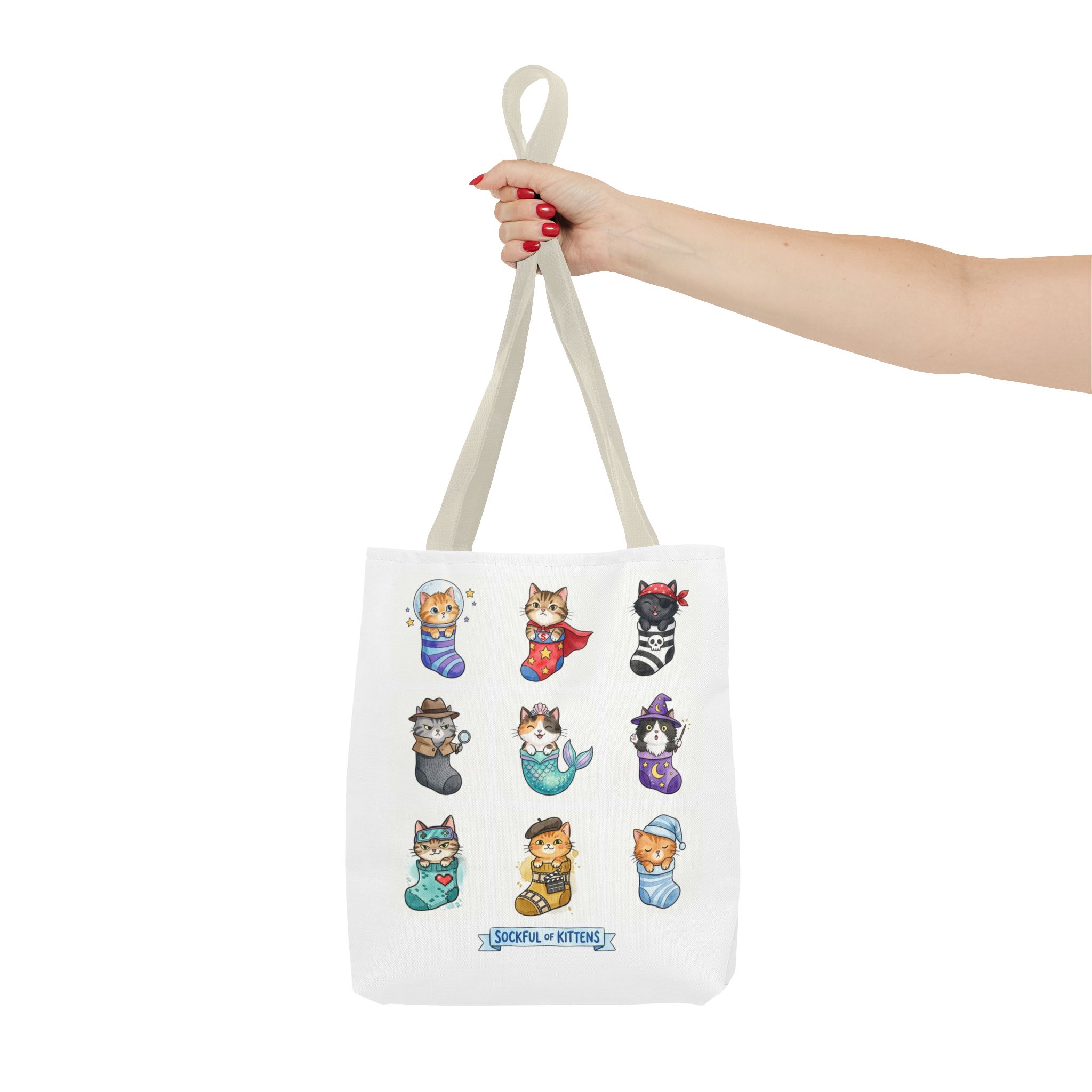 Cute Kawaii Kittens in Stockings Tote Bag - Image 17