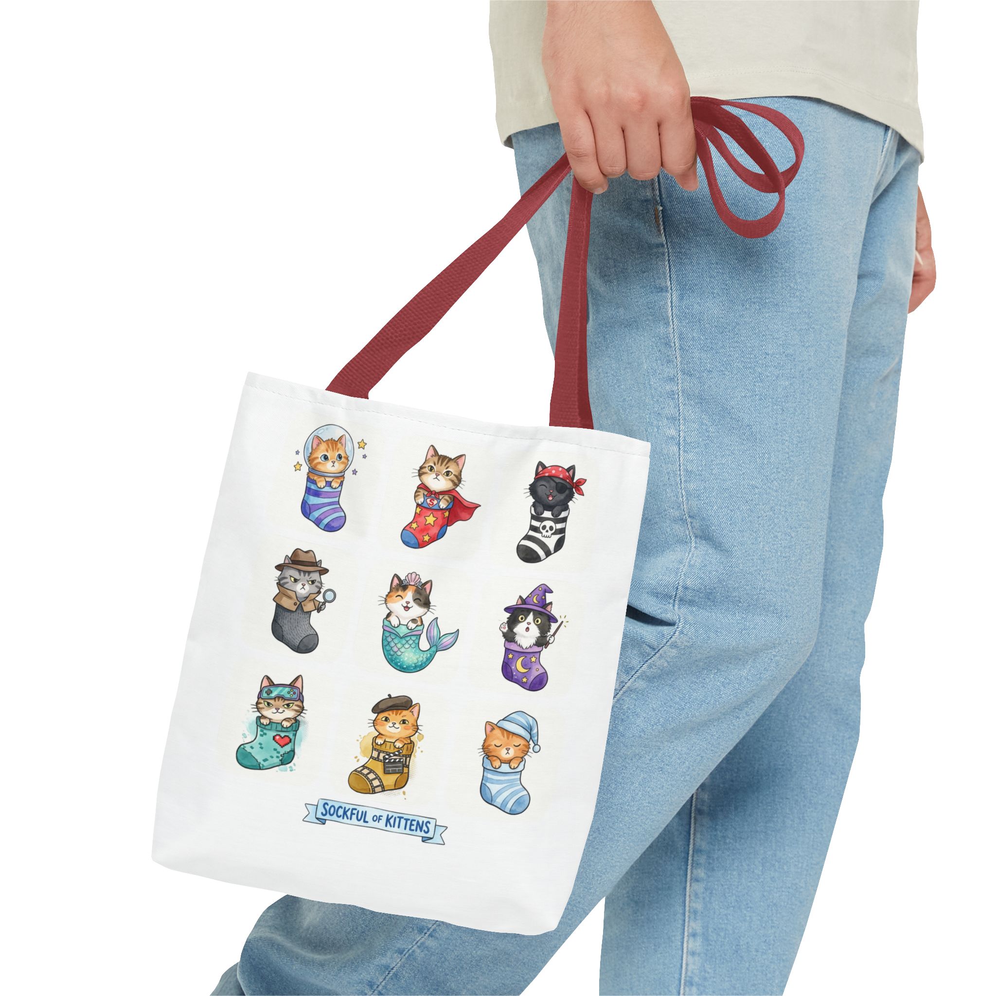 Cute Kawaii Kittens in Stockings Tote Bag - Image 8