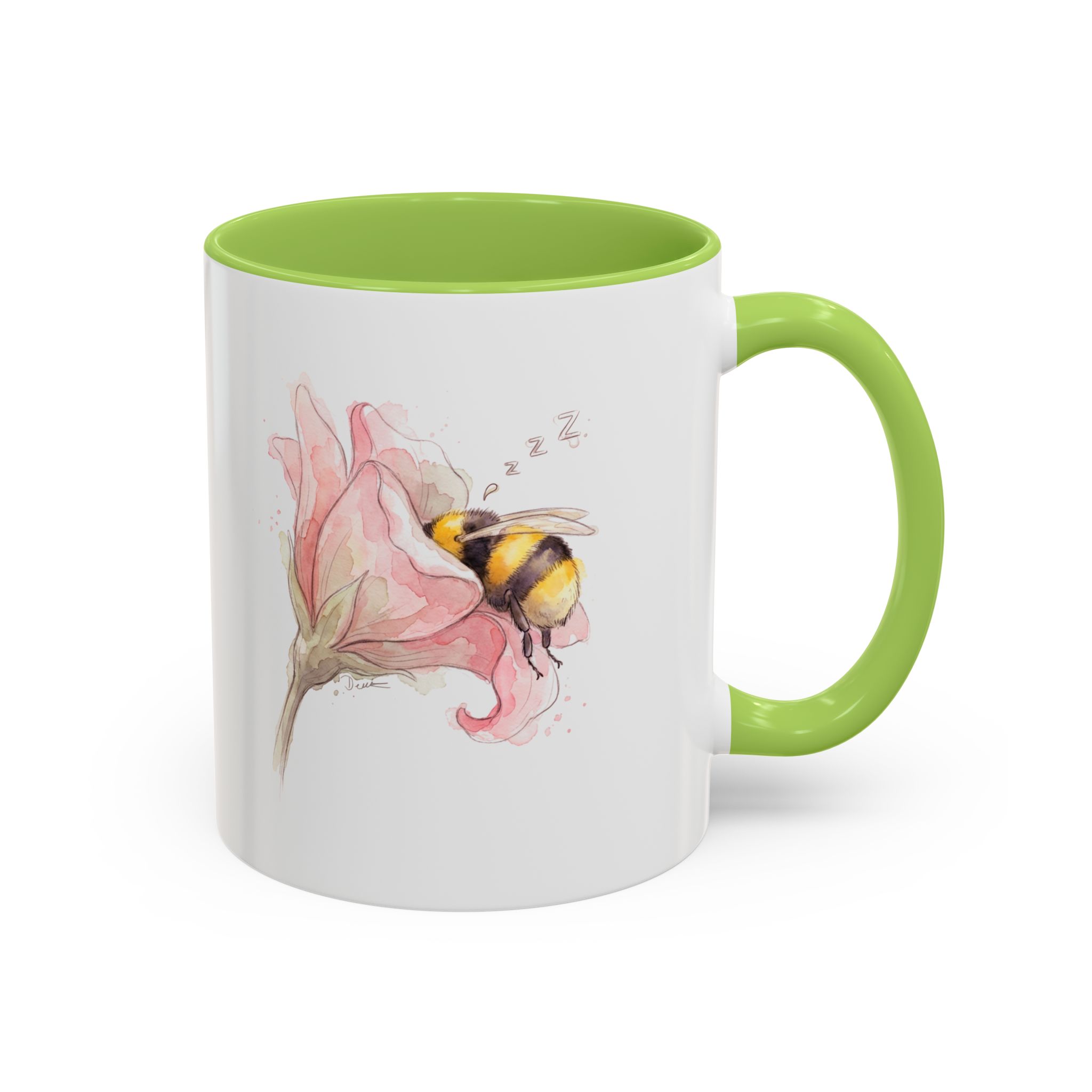 Sleepy Bee in a flower Coffee Mug – Watercolor (11/15oz) - Image 34