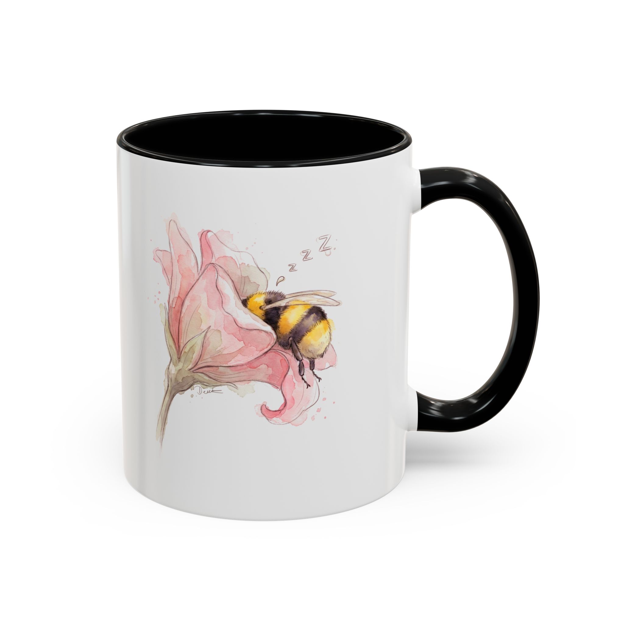 Sleepy Bee in a flower Coffee Mug – Watercolor (11/15oz) - Image 6