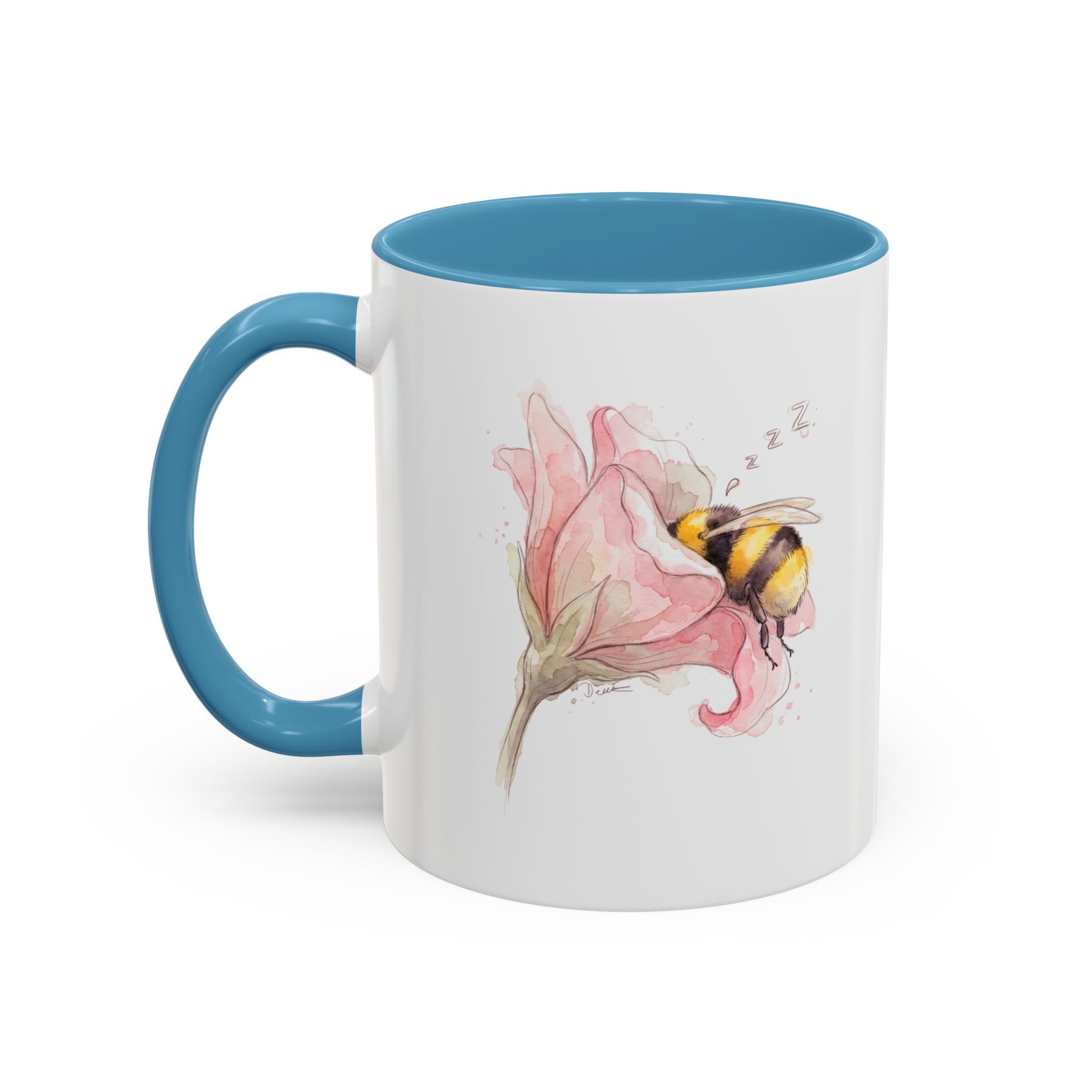 Sleepy Bee in a flower Coffee Mug – Watercolor (11/15oz) - Image 19