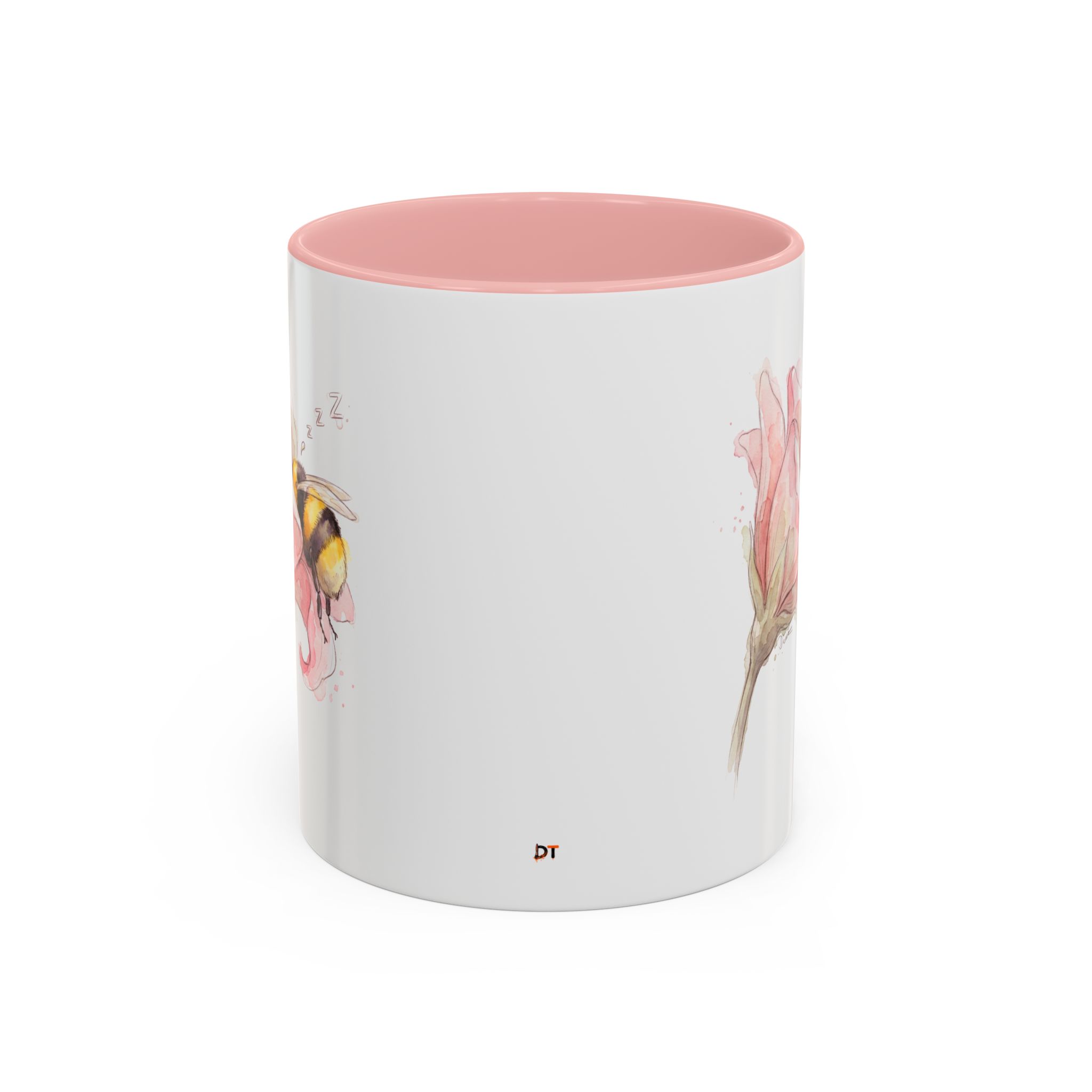 Sleepy Bee in a flower Coffee Mug – Watercolor (11/15oz) - Image 2