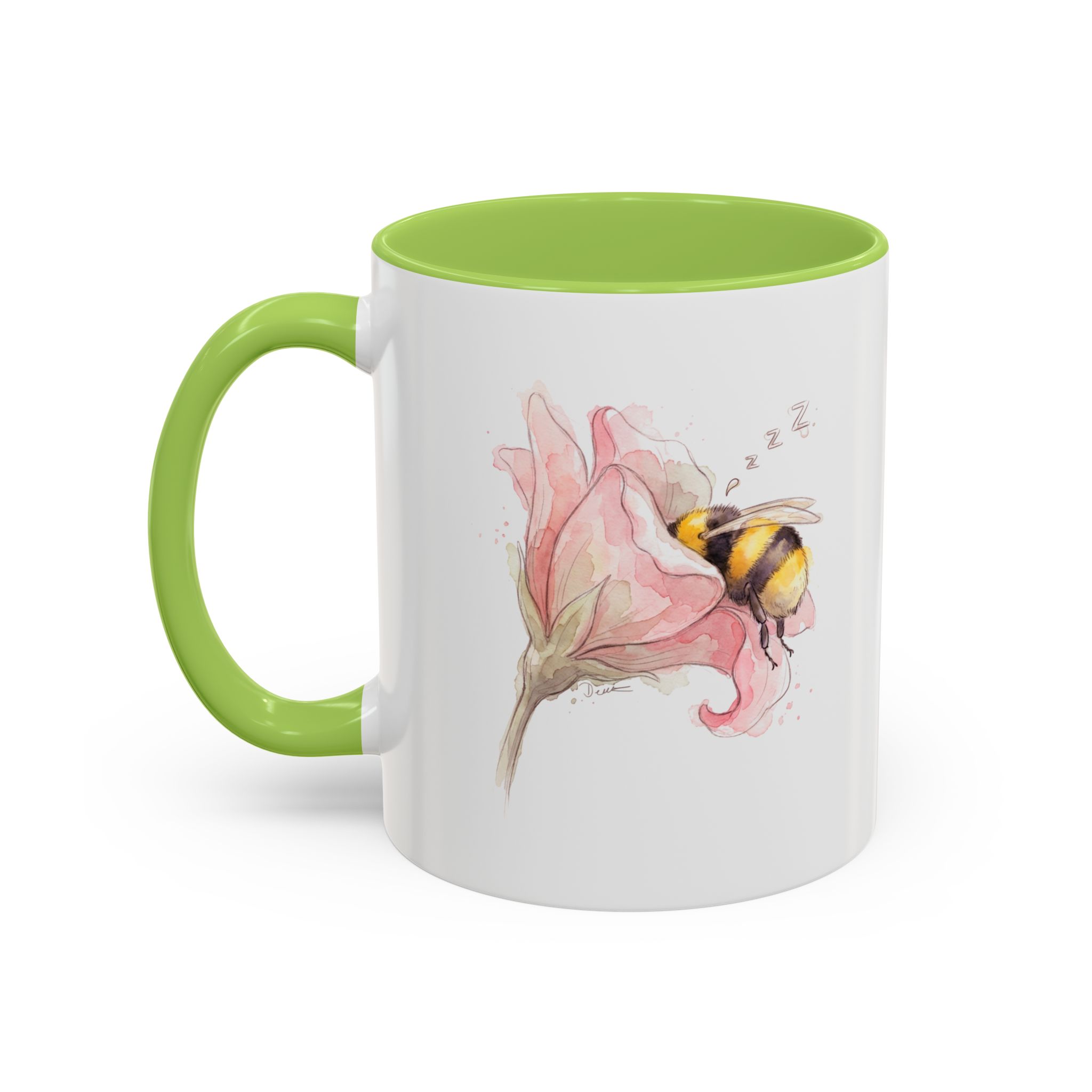 Sleepy Bee in a flower Coffee Mug – Watercolor (11/15oz) - Image 35