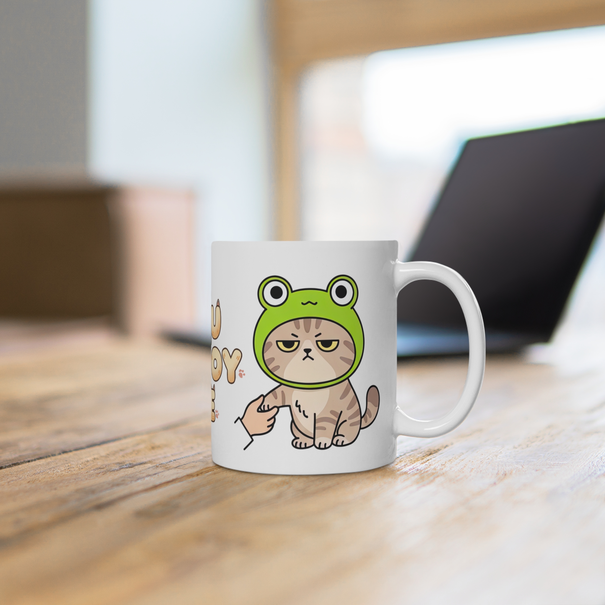 You Annoy Me Mug — Cute Grumpy Cat in Frog Hat Ceramic Coffee Cup - Image 4