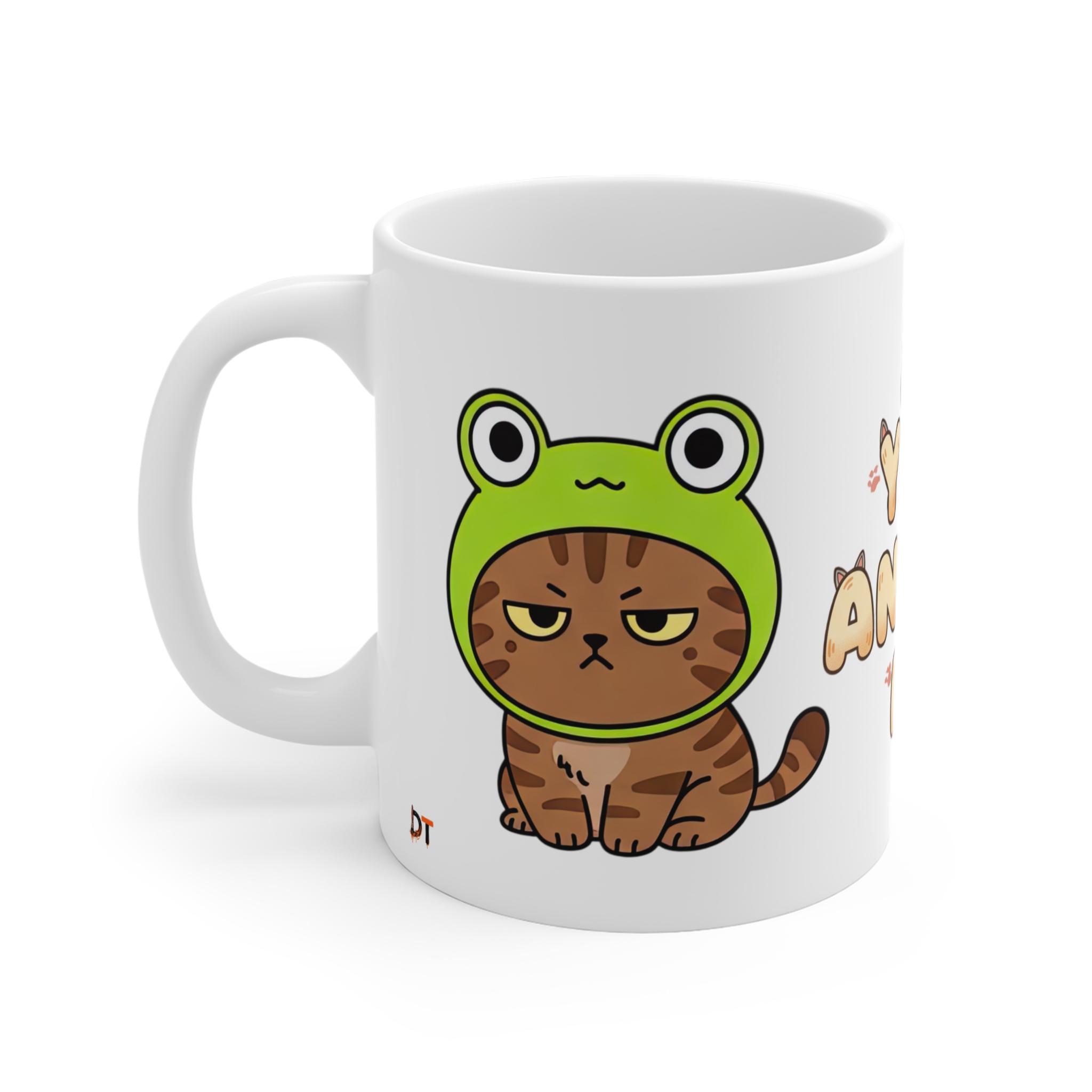 You Annoy Me Mug — Cute Grumpy Cat in Frog Hat Ceramic Coffee Cup - Image 3