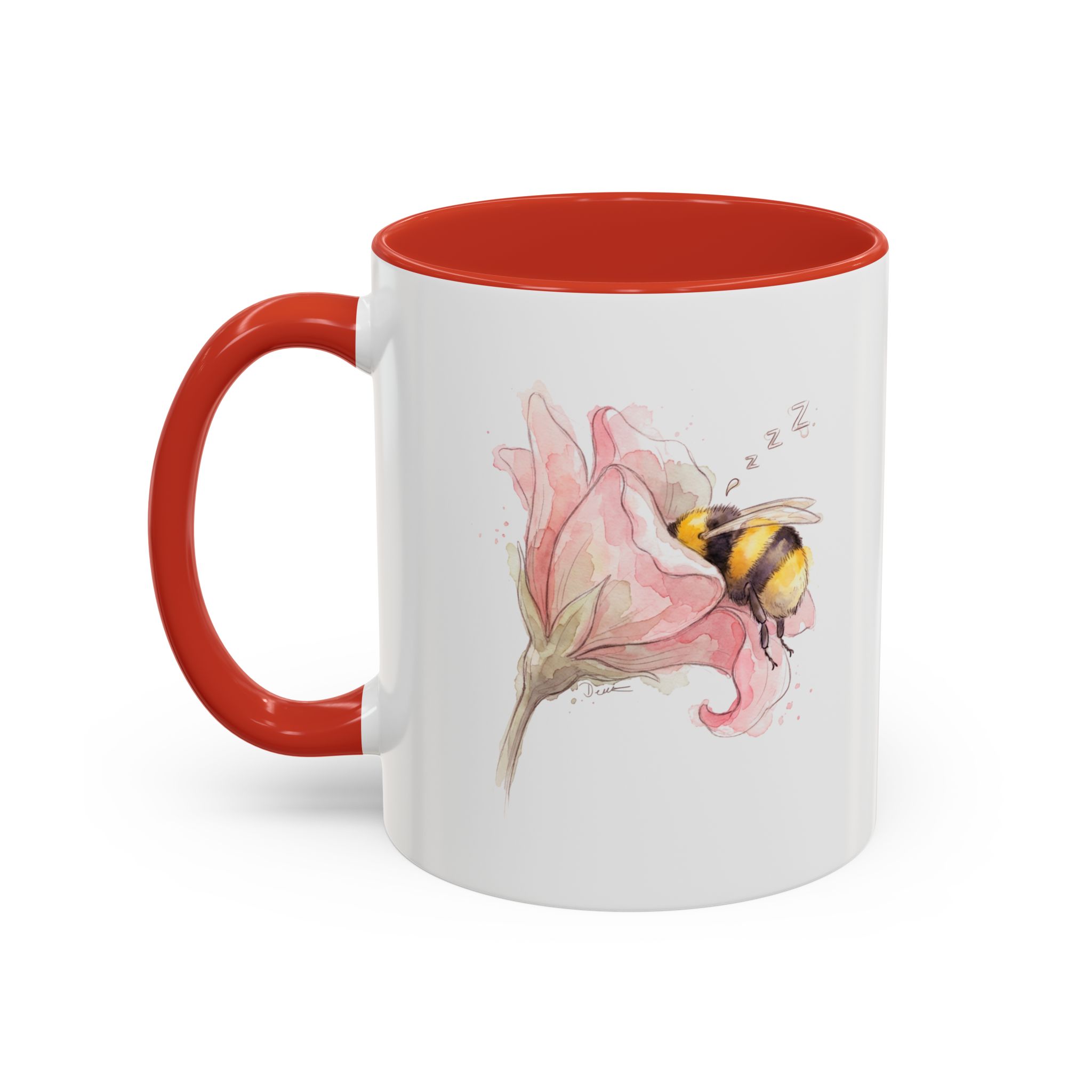 Sleepy Bee in a flower Coffee Mug – Watercolor (11/15oz) - Image 15