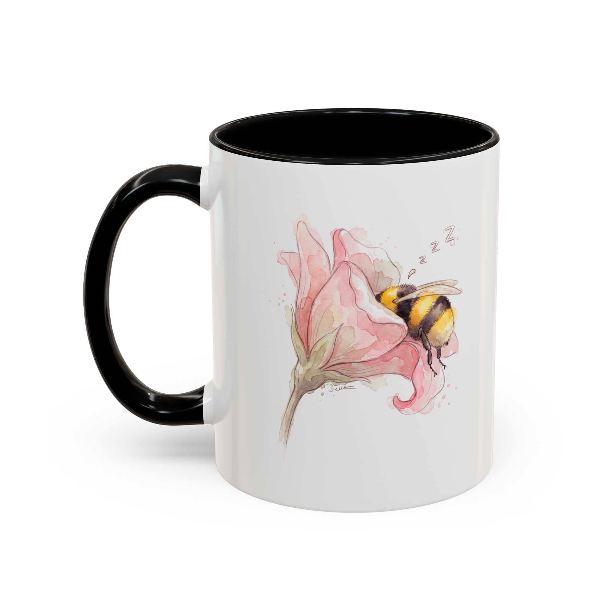 Sleepy Bee in a flower Coffee Mug – Watercolor (11/15oz) - Image 7