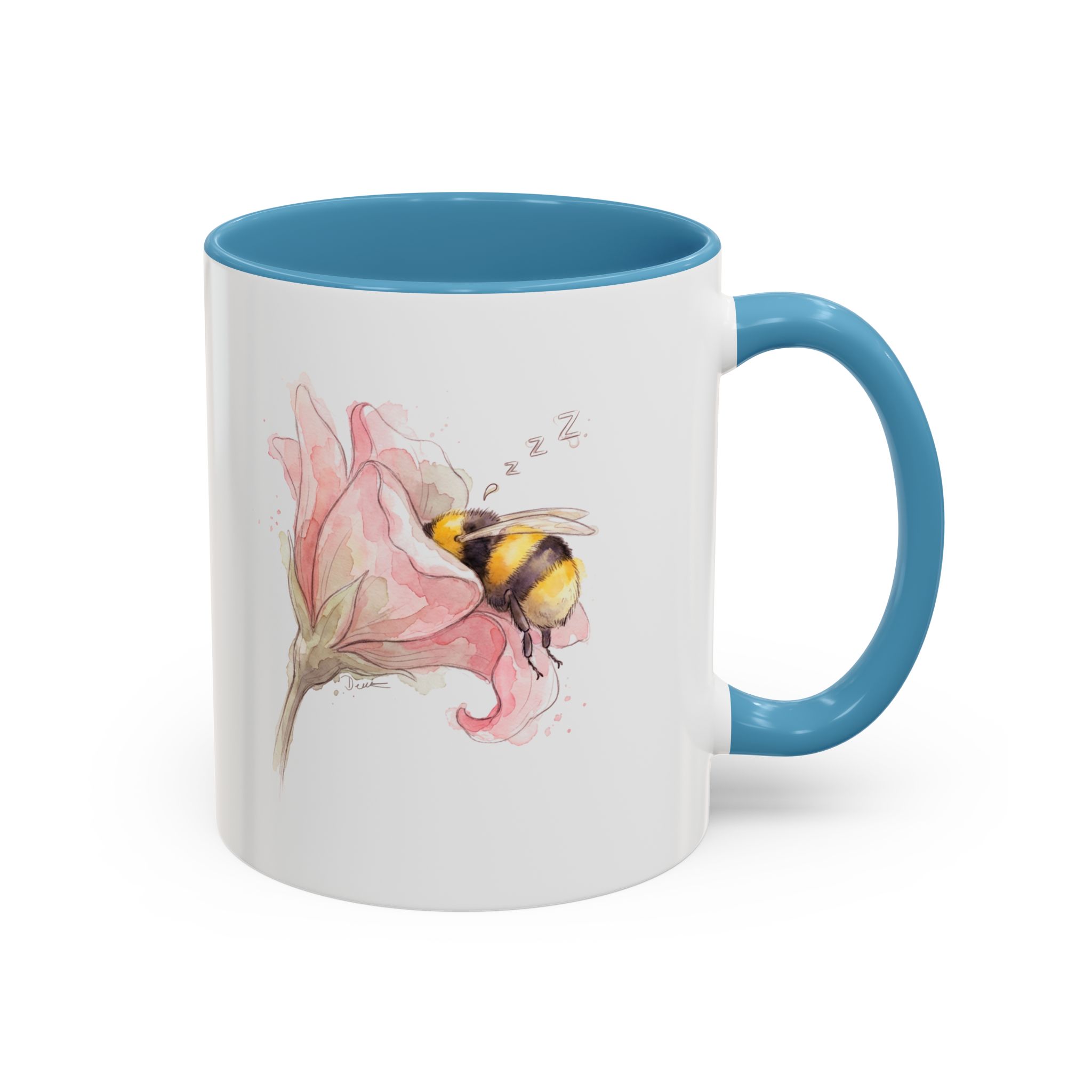 Sleepy Bee in a flower Coffee Mug – Watercolor (11/15oz) - Image 18